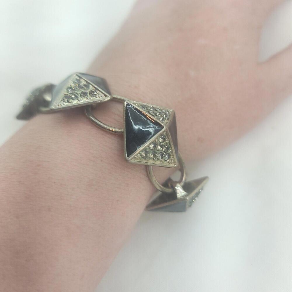 Women's Fashion Jewelry Gold Black Pyramid Bracelet